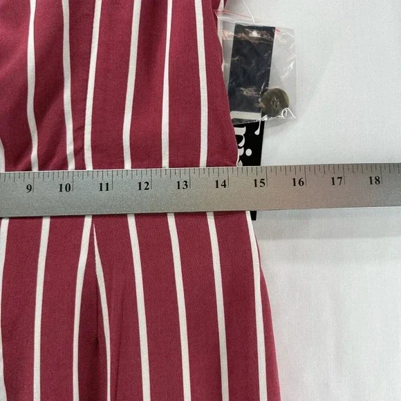 Trixx Dress Size XL A-Line Midi Striped Faux Button Front String Back Rayon Red - Picture 10 of 11